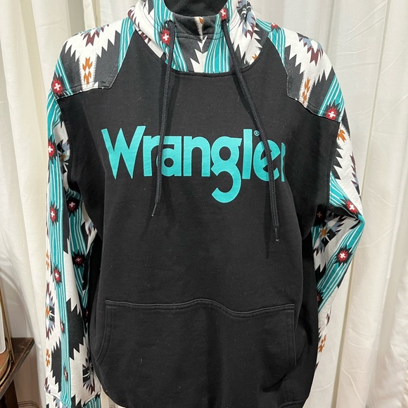 Wrangler Black and Teal Women’s Hoodie - Picture 2 of 4